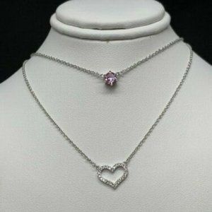 RS Covenant #8779 Double Strand Heart Cubic Zirconia Adjustable Choker Necklace